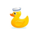 Yellow Rubber Duck Sailor. Vector Illustration.