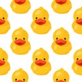 Yellow rubber duck seamless pattern. Fun kids background.