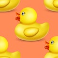 Seamless pattern with yellow rubber duck vector Royalty Free Stock Photo