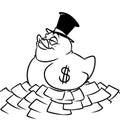 Yellow rubber duck toy business tycoon dollars coloring page Royalty Free Stock Photo