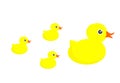 Yellow rubber duck toy with ducklings Royalty Free Stock Photo