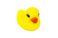 Yellow rubber duck toy on white background, isolated Royalty Free Stock Photo