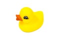 Yellow rubber duck toy on white background, isolated Royalty Free Stock Photo