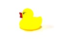 Yellow rubber duck toy on white background, isolated Royalty Free Stock Photo