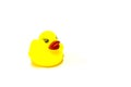 Yellow rubber duck toy on white background, isolated Royalty Free Stock Photo