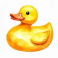 Yellow Rubber Duck Watercolor Illustration Royalty Free Stock Photo