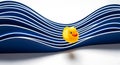 Yellow rubber duck on wavy blue background Royalty Free Stock Photo