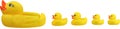 Yellow rubber ducks on White Background