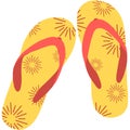 Yellow rubber flipflop with firework pattern