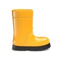 Yellow rubber rain boots isolated on white background