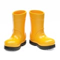 Yellow rubber rain boots isolated on white background