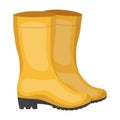 Yellow rubber waterproof boots for women to work in the garden.Farm and gardening single icon in cartoon style vector Royalty Free Stock Photo