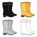 Yellow rubber waterproof boots for women to work in the garden.Farm and gardening single icon in cartoon style vector Royalty Free Stock Photo