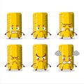 Yellow ruler cartoon character with various angry expressions