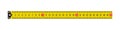 Yellow ruler with scale metric. Measure tape with 30 cm. Tapeline with millimeter and centimeter. Metal long measure tape with Royalty Free Stock Photo