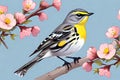 Yellow-rumped Warbler songbird bird feeder animal