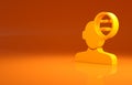 Yellow Sad and depressed man, bad mood icon isolated on orange background. Minimalism concept. 3d illustration 3D render Royalty Free Stock Photo