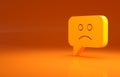 Yellow Sad smile icon isolated on orange background. Emoticon face. Minimalism concept. 3d illustration 3D render