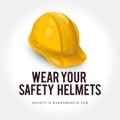 Warning sign - Wear your safety helmets. Safety yellow helmet. Royalty Free Stock Photo