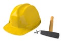 Yellow safety helmet or hard hat on white background