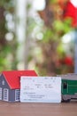 A yellow safety helmet and a train ticket to go home during the Spring Festival Royalty Free Stock Photo