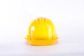 Yellow safety helmet on white background. Hard hat isolated on white. Safety equipment concept. Worker and Industrial theme Royalty Free Stock Photo