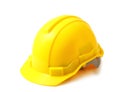 Yellow safety helmet on white clipping path, hard hat isolated. Royalty Free Stock Photo