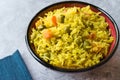 Yellow Saffron Basmati Rice with Turmeric and Vegetables Pilav or Pilaf in Bowl. Royalty Free Stock Photo