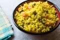 Yellow Saffron Basmati Rice with Turmeric and Vegetables Pilav or Pilaf in Bowl. Royalty Free Stock Photo