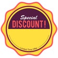 Yellow sale and discount round sticker Royalty Free Stock Photo