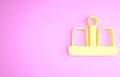 Yellow Salt and pepper icon isolated on pink background. Cooking spices. Minimalism concept. 3d illustration 3D render