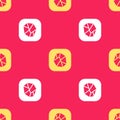 Yellow Salt stone icon isolated seamless pattern on red background. Vector