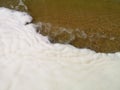 Yellow Sand beach and transparent wave closeup