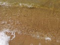 Yellow Sand beach and transparent wave closeup