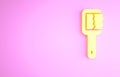 Yellow Sauna brush icon isolated on pink background. Wooden brush with coarse bristles for washing in the bath. Anti