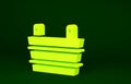 Yellow Sauna bucket icon isolated on green background. Minimalism concept. 3d illustration 3D render