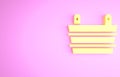 Yellow Sauna bucket icon isolated on pink background. Minimalism concept. 3d illustration 3D render