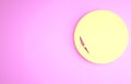 Yellow Sauna clock icon isolated on pink background. Sauna timer. Minimalism concept. 3d illustration 3D render