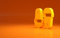 Yellow Sauna slippers icon isolated on orange background. Minimalism concept. 3d illustration 3D render