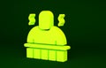 Yellow Sauna and spa procedures icon isolated on green background. Relaxation body care and therapy, aromatherapy and