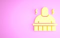 Yellow Sauna and spa procedures icon isolated on pink background. Relaxation body care and therapy, aromatherapy and