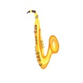 Yellow saxophone on a white background. Trumpet. Musical instrument. Watercolor illustration Royalty Free Stock Photo