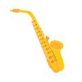 Yellow saxophone. Wind Musical instrument. Simple hand drawn clipart. Flat Vector illustration isolated on a white