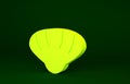 Yellow Scallop sea shell icon isolated on green background. Seashell sign. Minimalism concept. 3d illustration 3D render