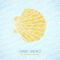 Yellow scallop shell. Camino de Santiago Symbol.