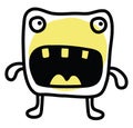 Yellow scared rectangular monster, icon icon