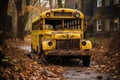 Yellow School Bus Adventure. Generative By Ai