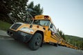 Yellow school bus convoy