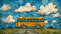 Yellow School Bus Driving Down Road Royalty Free Stock Photo