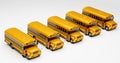 Yellow school bus fleet isolated on white Royalty Free Stock Photo